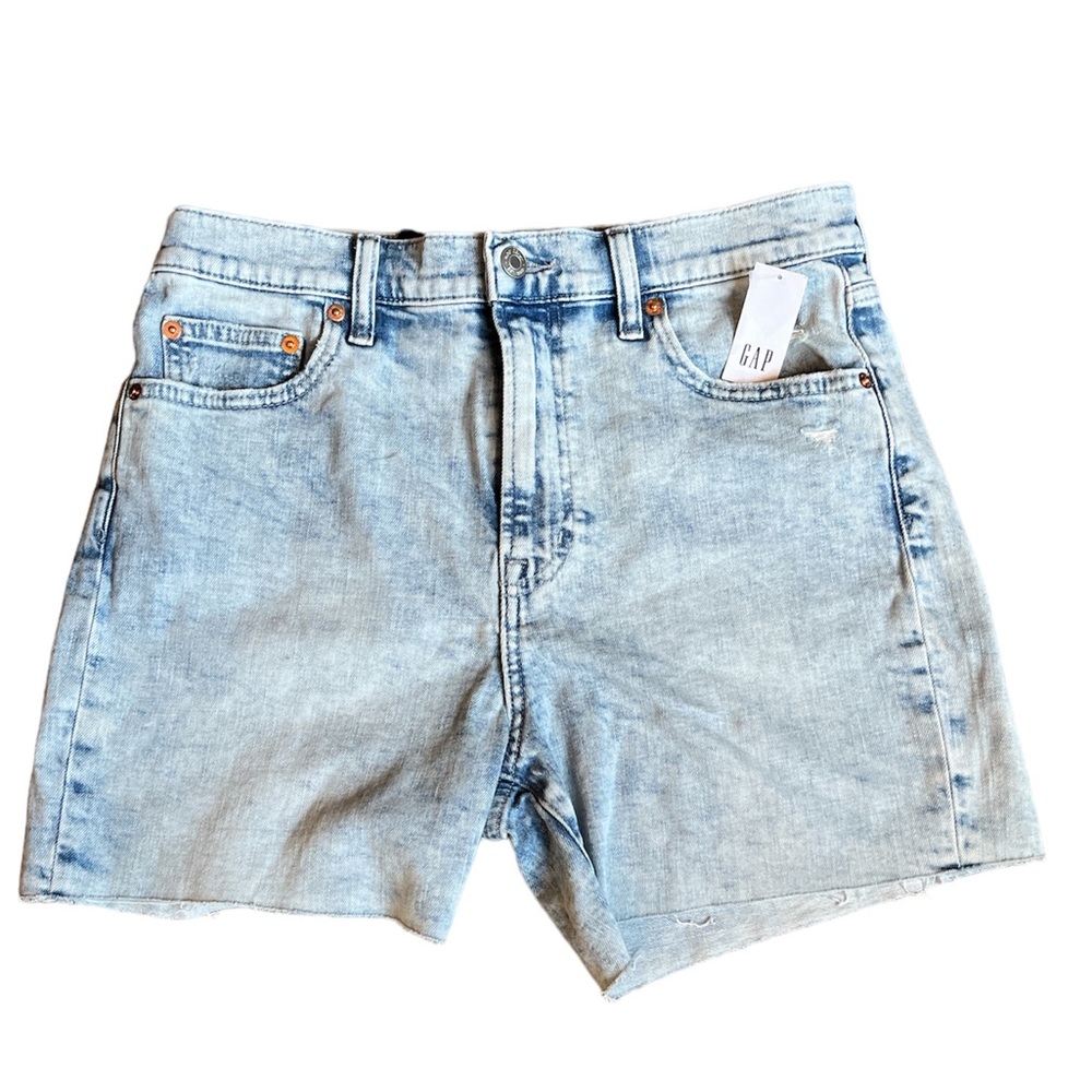 GAP denim shorts 4” High Rise light wash cutoffs timeless 29 Tall NWT - Picture 2 of 15